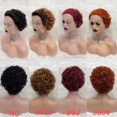 China Wave Whosale Silky Straight Pixie T Lace Short Pixie Cut Human Hair Cuticle Aligned Hair Wig Lace Frontal Wig Curly Frontal Hair Wig for sale