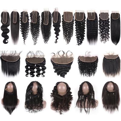 China Cheap Brazilian Virgin Human Hair Cuticle Aligned Swiss Human Hair 4x4 2x6 5x5 13x4 13x6 6x6 7x7 360 Lace Closure Frontal Closure And Headband for sale