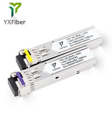 China FTTX YXFiber 2022 Single Core Factory Price Compatible SFP Modules Single Mode Fiber Optic 1.25G 120km 1490nm/1550nm LC DDM for sale