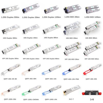 China Factory High Quality FTTX Optical Fiber Transceiver Module SFP SFP+ XFP SFP28 QSFP QSFP28 1.25G 10G 40G 100G SFP Optical Fiber for sale