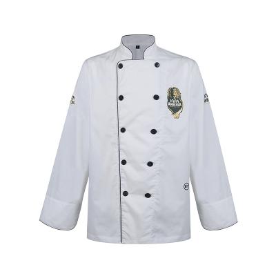 China Double Chest Kitchen Chef Logo Promotional QUICK DRY Uniform Custom Coat for sale