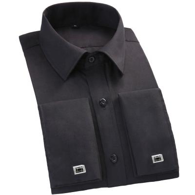 China Sustainable Plain Dyed Mens Shirts Business Office Black Formal Shirt Dress For Men for sale