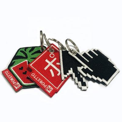 China Eco-friendly high quality custom fabric key chain/key indicator/custom embroidery keychain logo key chain for sale