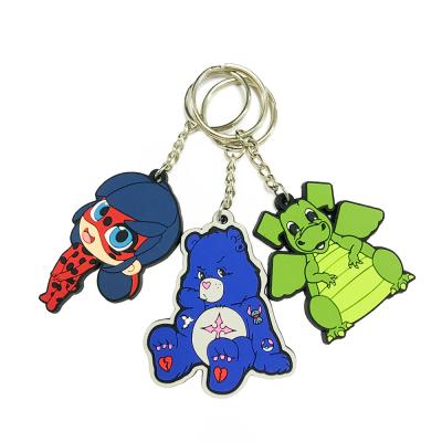 China Eco Friendly Custom Soft PVC Logo Rubber Embossed Keychains Rubber Keychains for sale