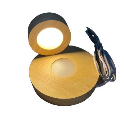 China Europe High Quality Light Base Solid Wood Led Small Round Night Light DIY Wooden Base for sale