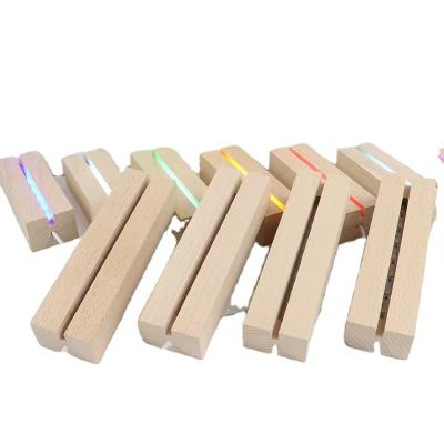 China Europe Led Acrylic Rectangular Illusion Night Lamp Lighting Base Solid Wood, Both Ends Are Connected for sale