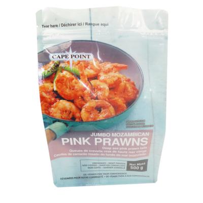 China Eight Sides Sealing Food Packaging Materials Resealable Nylon Doypack Bags For Frozen Prawns for sale