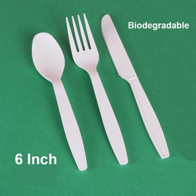 China Bio Based 6inch Disposable Plastic Cutlery Biodegradable for sale