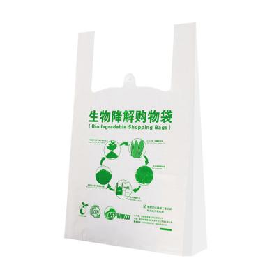 China Eco Friendly Biodegradable Food Bags PBAT PLA Grocery T Shirt Shopping Bags for sale