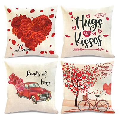 China Happy Valentines Day Glass Tile Decorative Pillow Covers 18x18 Inch Valentines Day Decor for sale