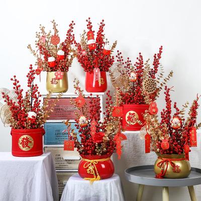 China Wholesale Custom Red Artificial Holiday Decoration Berry Foam New Year Factory Plant Artificial Flower for sale