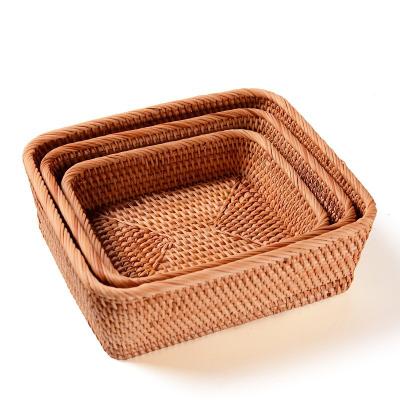 China Large, medium and small storage minimalist best-selling high-grade handmade wooden bamboo wicker basket universal natural color for sale