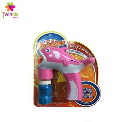 China Plastic Glitter Toys Pink Dolphin Bubble Toys With One Bottle Soap Bubble Water Bubble Guns Wholesale for sale