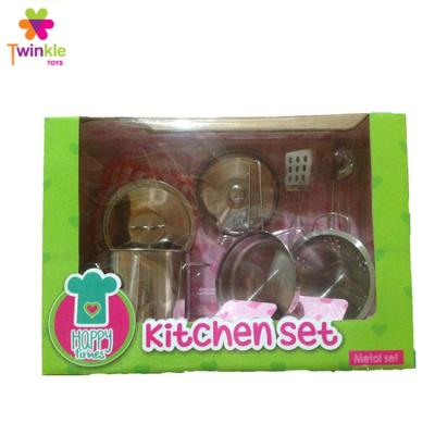 China Stainless Steel Kids Happy Time Pretend Play Stainless Steel Kitchen Set for sale