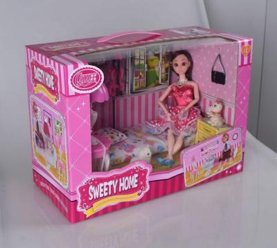 China Eco-friendly Material Kids Play House Dollhouse Furniture Sets Girls Makeup Dress Up Games for sale