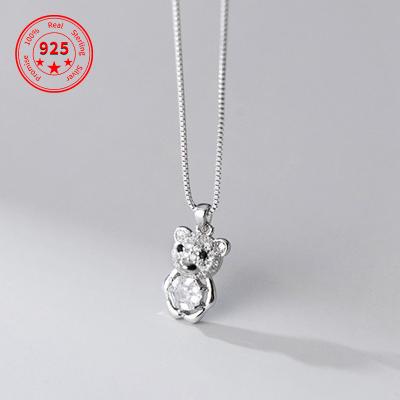 China New 925 Sterling Silver Zircon Bear Pendant Necklace Jewelry CLASSIC Women for sale