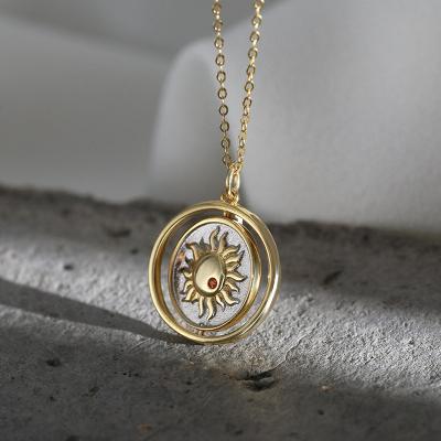 China New Design TRENDY Sun&Moon Double Side Pattern Gold Plated Pendant 925 Sterling Silver Pendant Jewelry Wholesale for sale