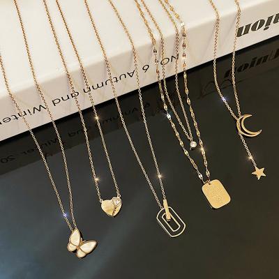 China CLASSIC Custom Multiple Styles Necklace Clavicle Chain 18K Gold Plated Women Jewelry Trend Butterfly Necklace Pendant Jewelry for sale