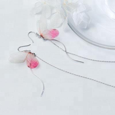 China Genuine CLASSIC 925 Sterling Silver Earrings For Women Insect Rose Butterfly Hook Earring Twist Weave Long Tassel Hanging Earing for sale