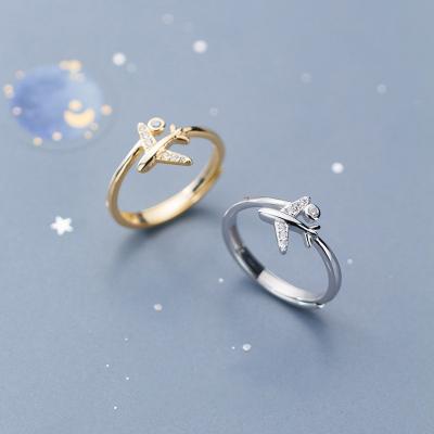 China Fashionable silver S925 Japanese wind ring female and Korean soft platform double set with circular diamond aircraft diamond index ring for sale