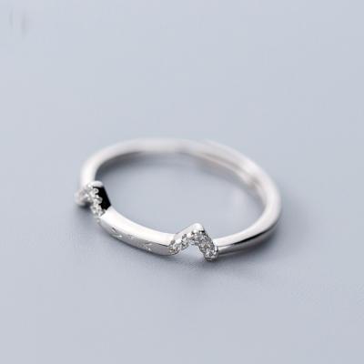 China Wholesale FASHIONABLE Japan Korea Style 925 Sterling Silver Fashion Cute Chic Diamond Cat Ear Open Ring Women's Jewelry for sale