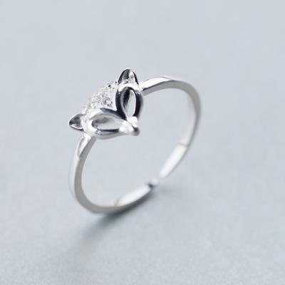 China Fashionable wholesale price Japan Korea style rings for women S925 Sterling Silver Fashion Cute Fox Ring Jewelry flexible open for sale