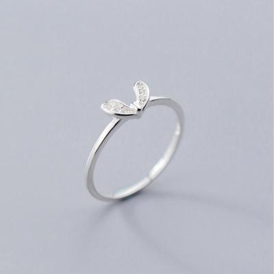 China 100% 925 Sterling Silver Cute Sweet Rabbit Ear Ring Wholesale Japan Korea fashion TRENDY style Ring Women Jewelry open for sale