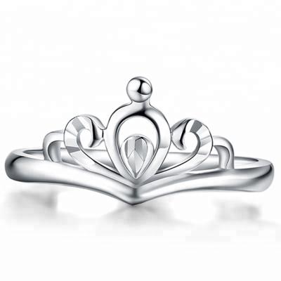 China FASHIONABLE S925 Sterling Silver Crown Female Silver Ring Jewelry Romantic Ring for sale