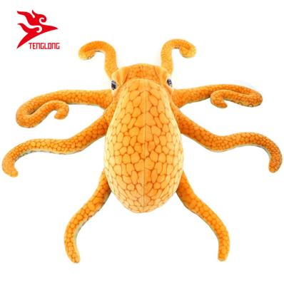 China Realistic Stuffed Orange Octopus Marine Soft Stuffed Animal for sale