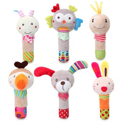 China New Cute Plush Style Soft BB Hand Bells Baby Shaking Rattle Ring Band Toy For Baby for sale