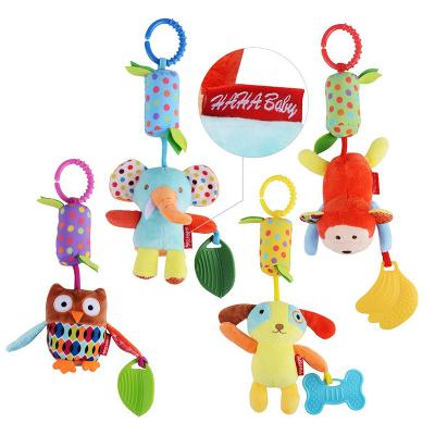 China Soft Plush Baby Stroller Plush Hanging Animal Crinkle Squeaky Learning Toy for sale