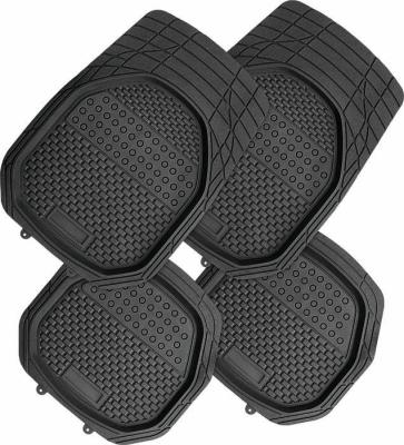 China Universal Business AUTOP/PVC Rubber Floor Mats All Season Custom Fit / Strip All Cars 4 Piece Deep Black Plate for sale