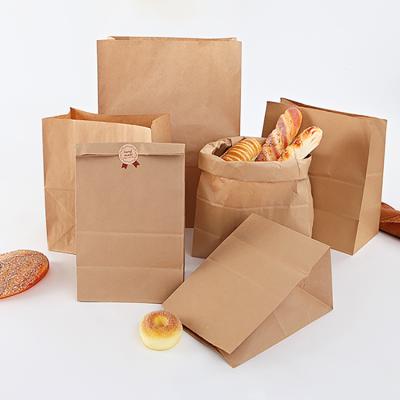 China Recycled Thick Materials China Factory Supplier Size Kraft Paper Bag Widely For Bread Toast Storage Food Grade Waterproof Oil Proof Bag for sale