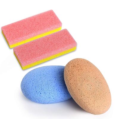 China Hard Dead Pedicure Remover 2 PCS & 2 PCS 2in1 Pedicure Foot Callus Stone Foot Scrubber Sponge Glass Foot Sponge Set For Feet Callused Heavy Dead Skin Hard for sale