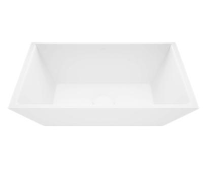 China Modern White Handmade Countertop Matte Stone Rectangle Vessel Bathroom Sink in Matte White Finish for sale