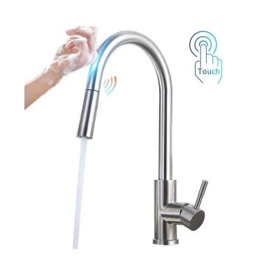 China Sense Faucets OMIDA Touch On Stainless Steel Single Handle Kitchen Sink Faucets With Pull Down Sprayer for sale