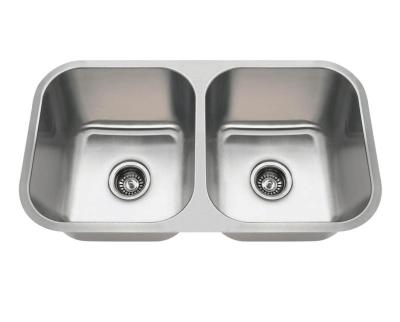 China Without Faucet OMIDA 32 Inch Undermount 50 50 Double Bowl 18 Gauge Stainless Steel Kitchen Sink for sale