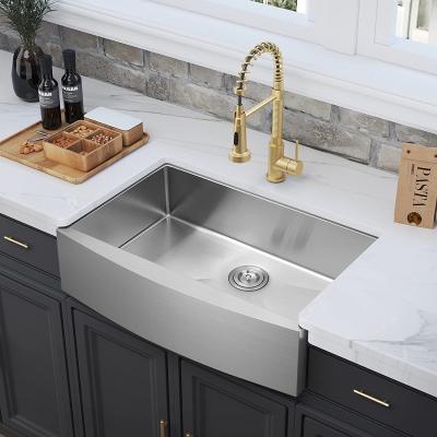 China Faucetless OMIDA 33 Inch Stainless Steel Apron Sink Bowl Kitchen Sink Farmhouse Handmade Commercial Sink 18 Gauge R10 Single Radius for sale