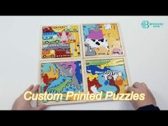 educational 3d wooden custom printed puzzles creative animal theme