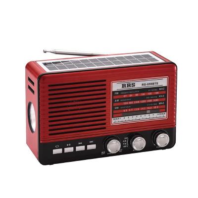 China Switch PORTABLE Multi band fm AM RS-659BTS portable radio with wireless link torch light, solar panel, usb, tf mp3 player for sale