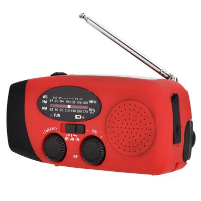 China PORTABLE Solar Powered AM/FM NOAA Radio with LED Flashlight 1000mAh Power Crank Dynamo Emergency Radio for sale