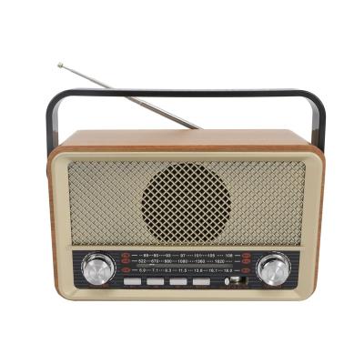 China New Next R-511BT Retro Mini PORTABLE Factory AM/FM/SW USB TF 3 Band Music Player Wooden Box Home Rechargeable Portable Radio for sale