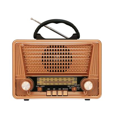 China Good quality R-7188 PORTABLE wooden multi bands retro style rechargeable radio with wireless link, solar usb mp3 player and lamp slot for sale