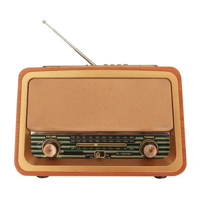 China Real retro R-1969BT PORTABLE wooden multi band rechargeable radio with wireless, usb, solar mp3 player and lamp slot speaker for sale