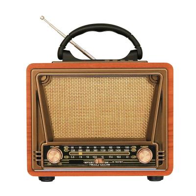 China Real retro R-1937BT PORTABLE wood multi band rechargeable radio with wireless, usb, solar mp3 player and lamp slot speaker for sale