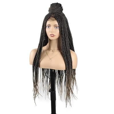 China Straight Ombre Good Quality Wholesales Synthetic Micro Lace Braided Wigs Cheap Twist Braid Wig for sale