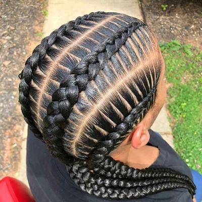 China Jerry Curl Best Price Ghana 4 Braid Lace With Baby Hair Braided Wig for sale