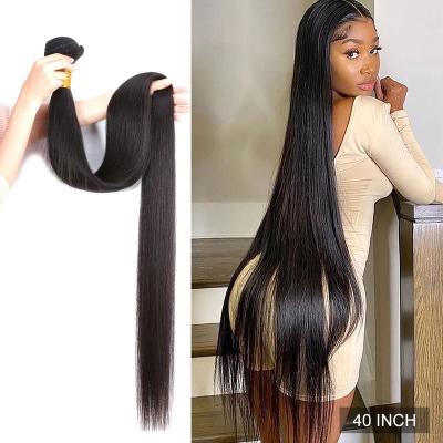 China Cheap Raw Indian Virgin Straight Hair Extension 40 Inch Long Straight Cuticle Aligned Natural Hair Bundles Hair Products for sale