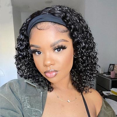 China Jerry Curl Free Shipping Thick Remy Short Black Woman Cuticle Wig Lined Bob Headband Wig Braid Human Gold Hair Band Wig for sale