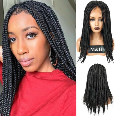 China Silky Straight Wave Jennifer Synthetic Hair Lace Front Wig Box Braid Hand Made African Braided Lace Wig With Baby Hair for sale